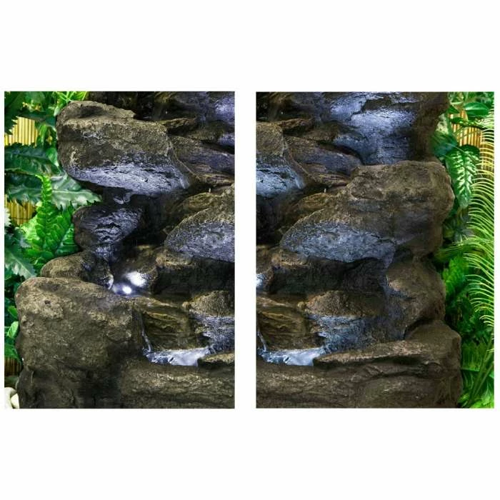 H54cm 4-Tier Rock Falls Water Feature with Lights | Indoor/Outdoor Use by Ambienté 4 H54cm 4-Tier Rock Falls Water Feature with Lights | Indoor/Outdoor Use by Ambienté - Image 2