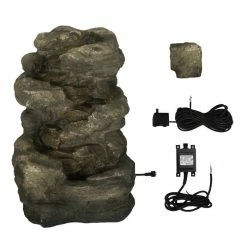 H54cm 4-Tier Rock Falls Water Feature with Lights | Indoor/Outdoor Use by Ambienté 13 H54cm 4-Tier Rock Falls Water Feature with Lights | Indoor/Outdoor Use by Ambienté -Water Features Store WF3970 add image 5 1c8f