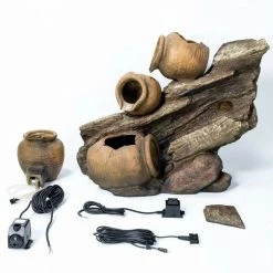 H81cm 4-Tier Oil Jar Cascading Water Feature with Lights | Indoor/Outdoor Use by Ambienté -Water Features Store WF3971 add image 5 49cf