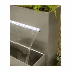 H89cm Berkeley Stainless Steel Waterfall Planter with Lights | Indoor/Outdoor Use by Ambienté -Water Features Store WF3988 add image 1 a669