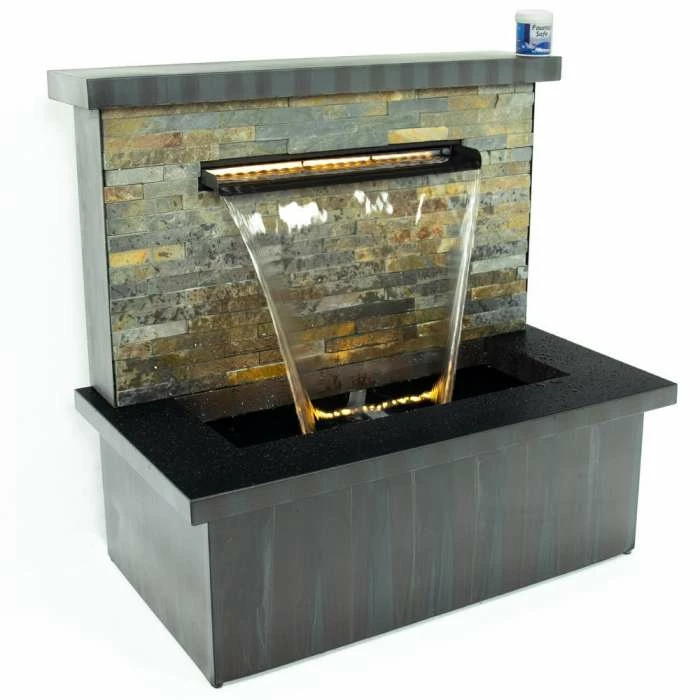 H68cm Sorrento Trough Zinc & Stone Water Feature with Lights | Indoor/Outdoor Use by Ambienté 9 H68cm Sorrento Trough Zinc & Stone Water Feature with Lights | Indoor/Outdoor Use by Ambienté - Image 7