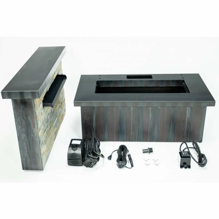 H68cm Sorrento Trough Zinc & Stone Water Feature with Lights | Indoor/Outdoor Use by Ambienté 10 H68cm Sorrento Trough Zinc & Stone Water Feature with Lights | Indoor/Outdoor Use by Ambienté - Image 8