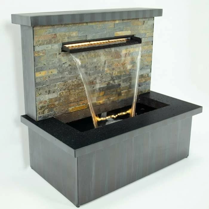 H68cm Sorrento Trough Zinc & Stone Water Feature with Lights | Indoor/Outdoor Use by Ambienté 4 H68cm Sorrento Trough Zinc & Stone Water Feature with Lights | Indoor/Outdoor Use by Ambienté - Image 2