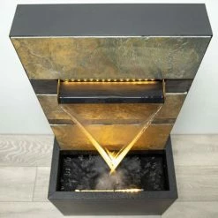 H100cm Alhambra Zinc & Stone Water Feature with Lights by Ambienté -Water Features Store WF4211 add image 2 322f