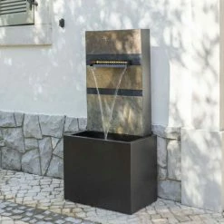 H100cm Alhambra Zinc & Stone Water Feature with Lights by Ambienté -Water Features Store WF4211 add image 6 ca2d