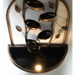 H55cm Olso Cascading Leaf Wall-Mounted Water Feature with Lights by Ambienté -Water Features Store WF4213 add image 2 adcc