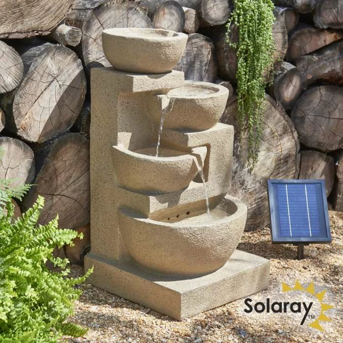 H72cm Kendal 4-Tier Cascading Solar Water Feature with Lights by Solaray 3 H72cm Kendal 4-Tier Cascading Solar Water Feature with Lights by Solaray