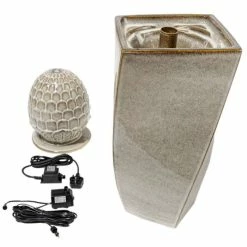 H86cm Grey Olvera Pineapple Ceramic Water Feature with Lights by Ambienté 11 H86cm Grey Olvera Pineapple Ceramic Water Feature with Lights by Ambienté -Water Features Store WF4245 add image 4 c38c