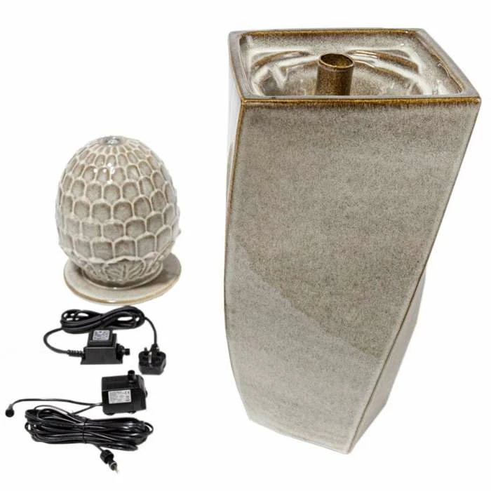 H86cm Grey Olvera Pineapple Ceramic Water Feature with Lights by Ambienté 7 H86cm Grey Olvera Pineapple Ceramic Water Feature with Lights by Ambienté - Image 5