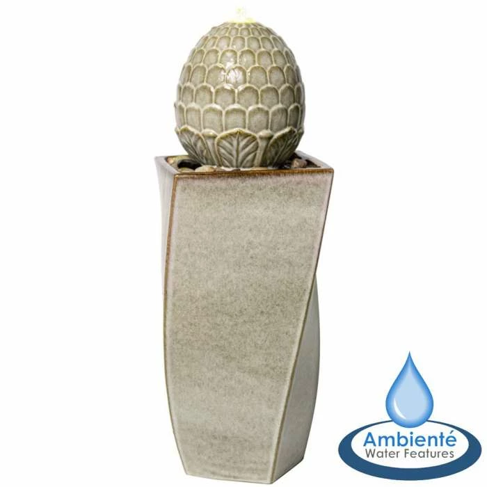 H86cm Grey Olvera Pineapple Ceramic Water Feature with Lights by Ambienté 3 H86cm Grey Olvera Pineapple Ceramic Water Feature with Lights by Ambienté