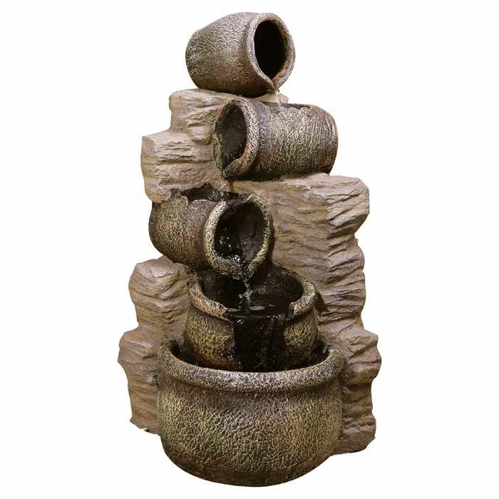 H77cm Cherika Cascading Oil Jars Water Feature | Indoor/Outdoor Use by Ambienté 7 H77cm Cherika Cascading Oil Jars Water Feature | Indoor/Outdoor Use by Ambienté - Image 5