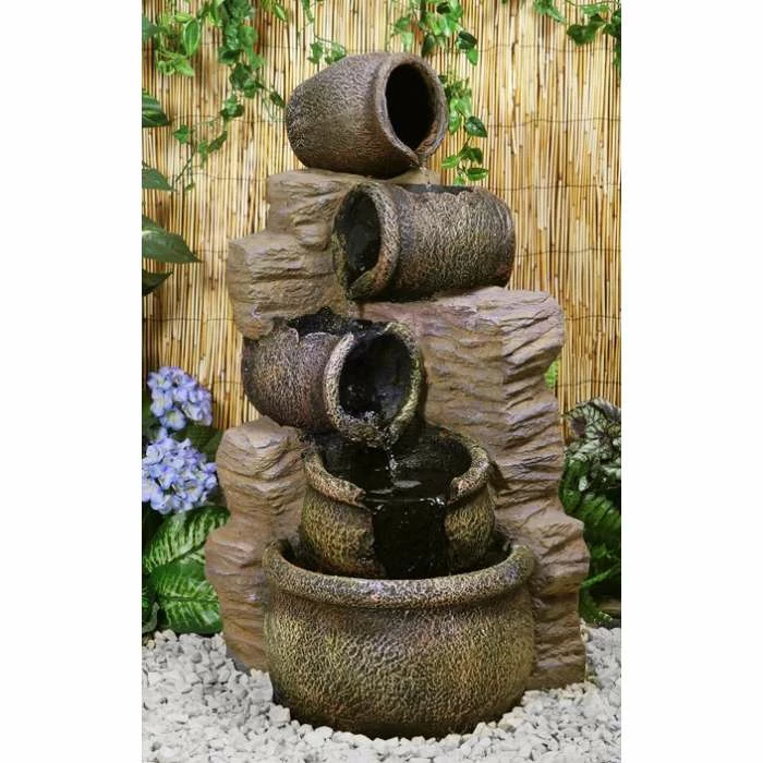H77cm Cherika Cascading Oil Jars Water Feature | Indoor/Outdoor Use by Ambienté 3 H77cm Cherika Cascading Oil Jars Water Feature | Indoor/Outdoor Use by Ambienté