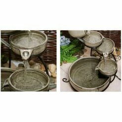 H55cm Earthenware Solar Water Feature with Battery Backup and LEDs by Solaray -Water Features Store WF6042 add image 3 76f8