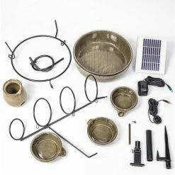 H55cm Earthenware Solar Water Feature with Battery Backup and LEDs by Solaray -Water Features Store WF6042 add image 5 4293
