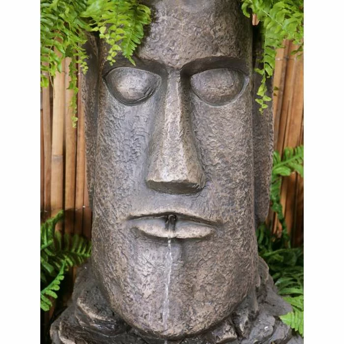 H73cm Easter Island Solar Head Water Feature & Planter with Lights by Solaray 6 H73cm Easter Island Solar Head Water Feature & Planter with Lights by Solaray - Image 4