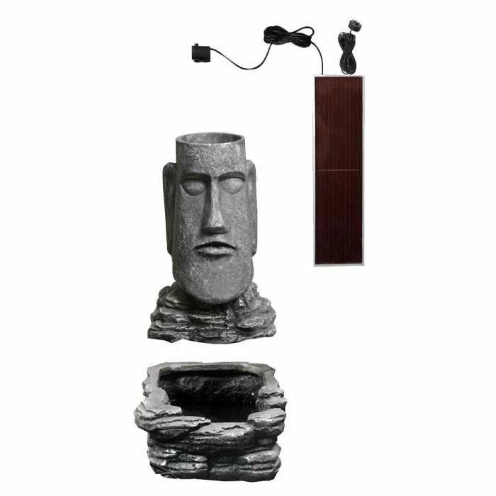 H73cm Easter Island Solar Head Water Feature & Planter with Lights by Solaray 10 H73cm Easter Island Solar Head Water Feature & Planter with Lights by Solaray - Image 8