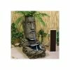 H73cm Easter Island Solar Head Water Feature & Planter with Lights by Solaray -Water Features Store WF7003 main image 482e