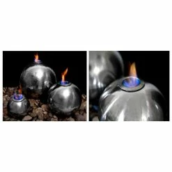 H59cm Magma Triple Sphere Stainless Steel Fire & Water Feature | Indoor/Outdoor Use by Ambienté -Water Features Store WF7015A add image 1 11f7