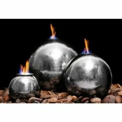 H59cm Magma Triple Sphere Stainless Steel Fire & Water Feature | Indoor/Outdoor Use by Ambienté -Water Features Store WF7015A add image 2 b6f9