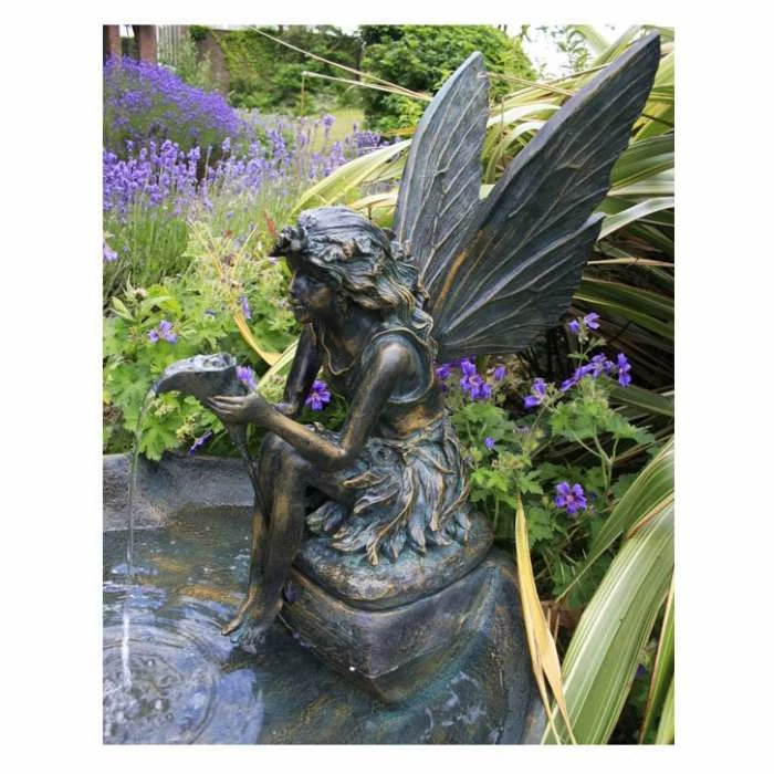 H78cm Fairy on a Clam Shell Solar Water Feature by Solaray 5 H78cm Fairy on a Clam Shell Solar Water Feature by Solaray - Image 3