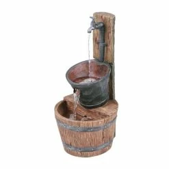 H62cm Iron Tap, Bucket & Barrel Cascading Water Feature by Ambienté -Water Features Store WF7125 add image 4 2281
