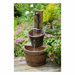 H62cm Iron Tap, Bucket & Barrel Cascading Water Feature by Ambienté