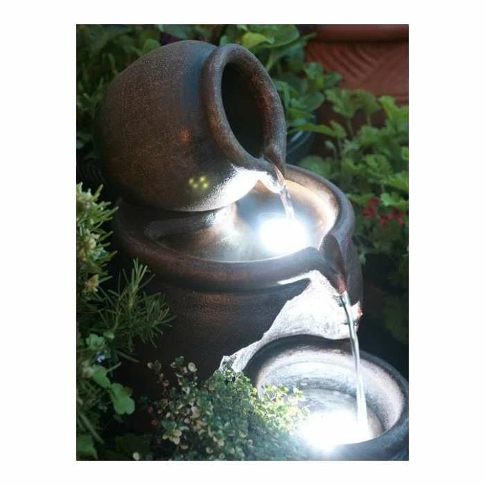 H50cm Earthenware 3-Tier Honey Pot Water Feature & Planter with Lights by Ambienté 10 H50cm Earthenware 3-Tier Honey Pot Water Feature & Planter with Lights by Ambienté - Image 8