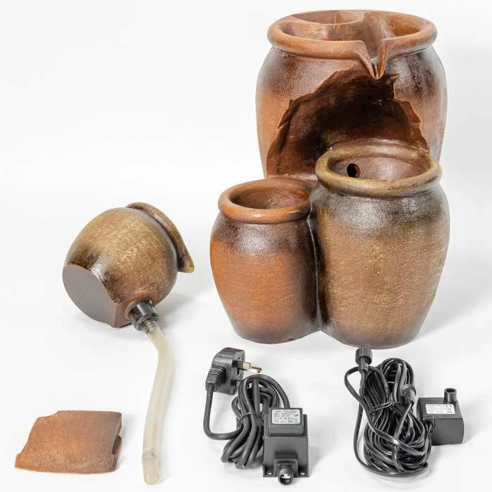 H50cm Earthenware 3-Tier Honey Pot Water Feature & Planter with Lights by Ambienté 12 H50cm Earthenware 3-Tier Honey Pot Water Feature & Planter with Lights by Ambienté - Image 10