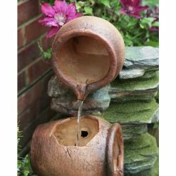 H68cm Cottage Honey Pots & Barrel Water Feature with Lights by Ambienté -Water Features Store WF7131 add image 1 37ca