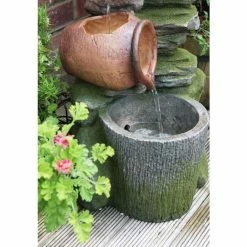H68cm Cottage Honey Pots & Barrel Water Feature with Lights by Ambienté -Water Features Store WF7131 add image 2 aca9