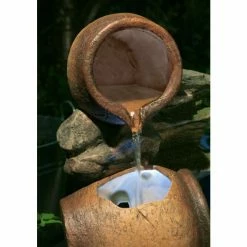 H68cm Cottage Honey Pots & Barrel Water Feature with Lights by Ambienté -Water Features Store WF7131 add image 3 a290
