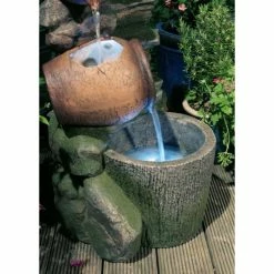 H68cm Cottage Honey Pots & Barrel Water Feature with Lights by Ambienté -Water Features Store WF7131 add image 4 901c