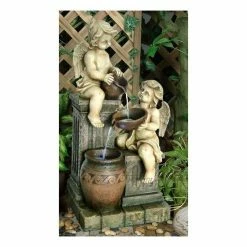 Two Angels with Spilling Urns 3 Tier Water Feature with LED Lighting