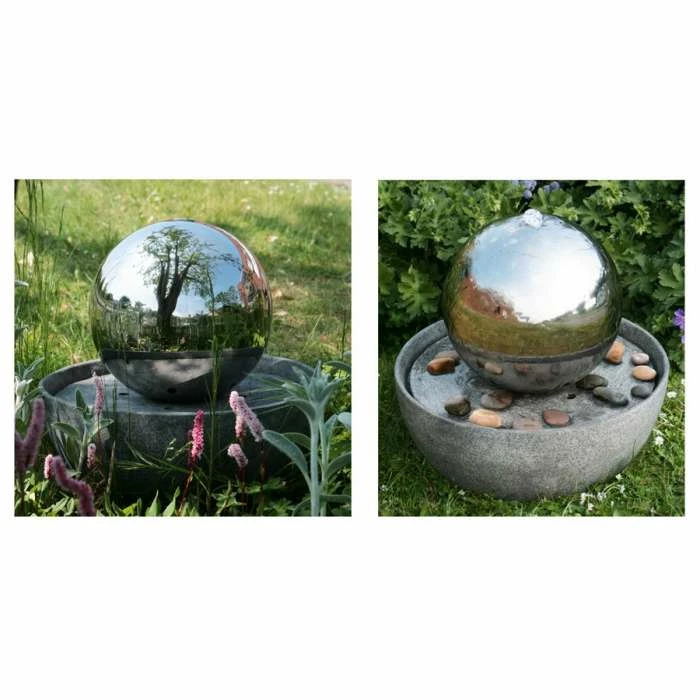 H76cm Eclipse Sphere Stainless Steel Water Feature with Lights by Ambienté 5 H76cm Eclipse Sphere Stainless Steel Water Feature with Lights by Ambienté - Image 3