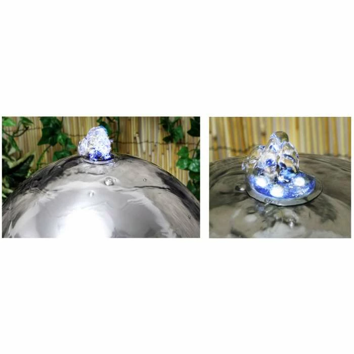 H76cm Eclipse Sphere Stainless Steel Water Feature with Lights by Ambienté 6 H76cm Eclipse Sphere Stainless Steel Water Feature with Lights by Ambienté - Image 4