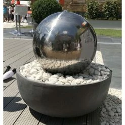 H76cm Eclipse Sphere Stainless Steel Water Feature with Lights by Ambienté 18 H76cm Eclipse Sphere Stainless Steel Water Feature with Lights by Ambienté -Water Features Store WF7533 add image 5 0f63