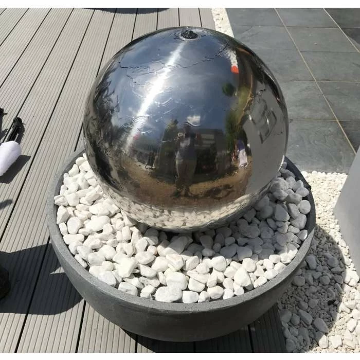 H76cm Eclipse Sphere Stainless Steel Water Feature with Lights by Ambienté 10 H76cm Eclipse Sphere Stainless Steel Water Feature with Lights by Ambienté - Image 8