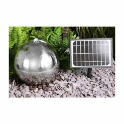 H50cm Sphere Solar Stainless Steel Water Feature with Lights by Solaray -Water Features Store WF8116 add image 3 da4b
