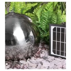 H50cm Sphere Solar Stainless Steel Water Feature with Lights by Solaray -Water Features Store WF8116 add image 4 cf08