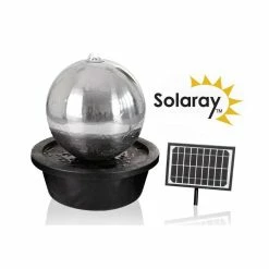 H50cm Sphere Solar Stainless Steel Water Feature with Lights by Solaray