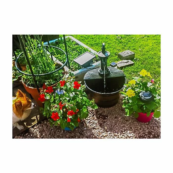 H54cm Tap and Half Barrel Solar Water Feature by Solaray 10 H54cm Tap and Half Barrel Solar Water Feature by Solaray - Image 8