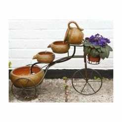 H57cm Bicycle 4-Tier Cascading Solar Water Feature with Planter Basket by Solaray -Water Features Store WF8441 add image 1 f93d