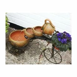 H57cm Bicycle 4-Tier Cascading Solar Water Feature with Planter Basket by Solaray -Water Features Store WF8441 add image 2 a398