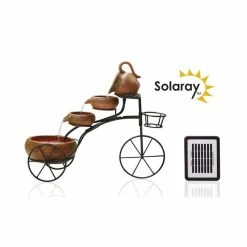H57cm Bicycle 4-Tier Cascading Solar Water Feature with Planter Basket by Solaray