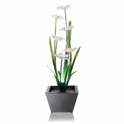 H100cm Narcissi Garden Flower Steel Water Feature with Lights | Indoor/Outdoor Use -Water Features Store WF8495 add image 4 7bcf