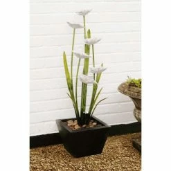 H100cm Narcissi Garden Flower Steel Water Feature with Lights | Indoor/Outdoor Use -Water Features Store WF8495 add image 8 9a81