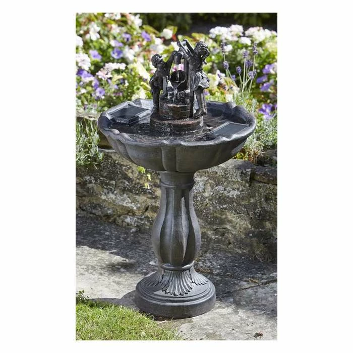 H84cm Tipping Pail Solar Bird Bath Water Feature 4 H84cm Tipping Pail Solar Bird Bath Water Feature - Image 2