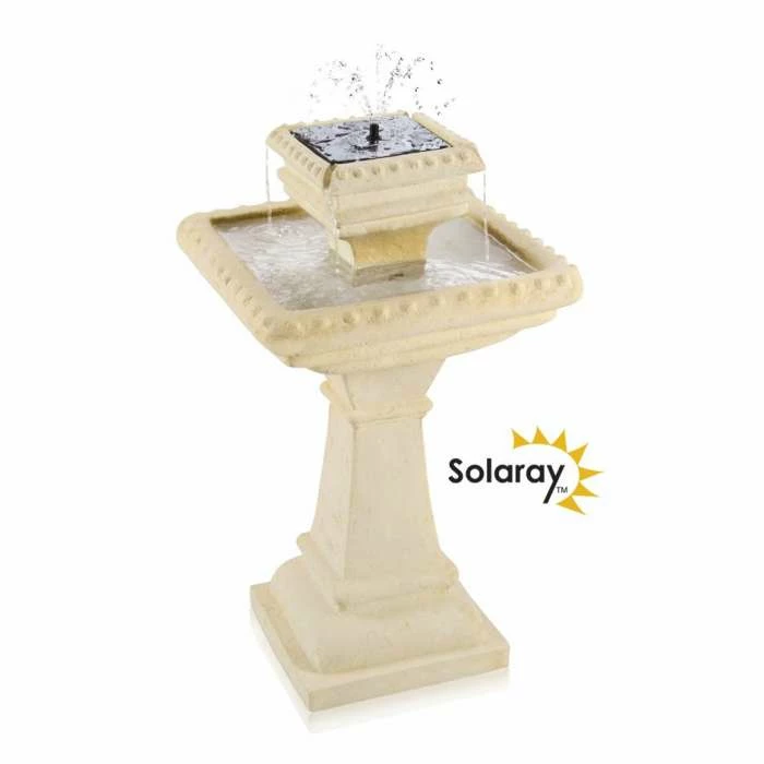 H80cm Pizzaro Bianco 2-Tier Automated Solar Caststone™ Bird Bath with Lights by Solaray 3 H80cm Pizzaro Bianco 2-Tier Automated Solar Caststone™ Bird Bath with Lights by Solaray
