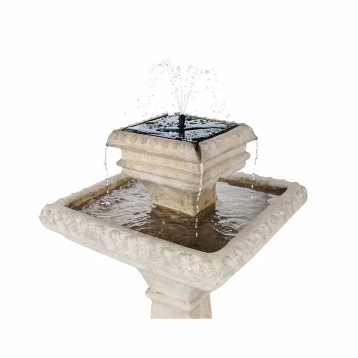 H80cm Pizzaro Bianco 2-Tier Automated Solar Caststone™ Bird Bath with Lights by Solaray 4 H80cm Pizzaro Bianco 2-Tier Automated Solar Caststone™ Bird Bath with Lights by Solaray - Image 2