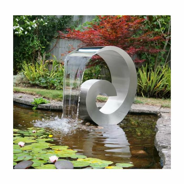 H65cm Atlantis Cascading Stainless Steel Water Feature with Lights by Ambienté 6 H65cm Atlantis Cascading Stainless Steel Water Feature with Lights by Ambienté - Image 4